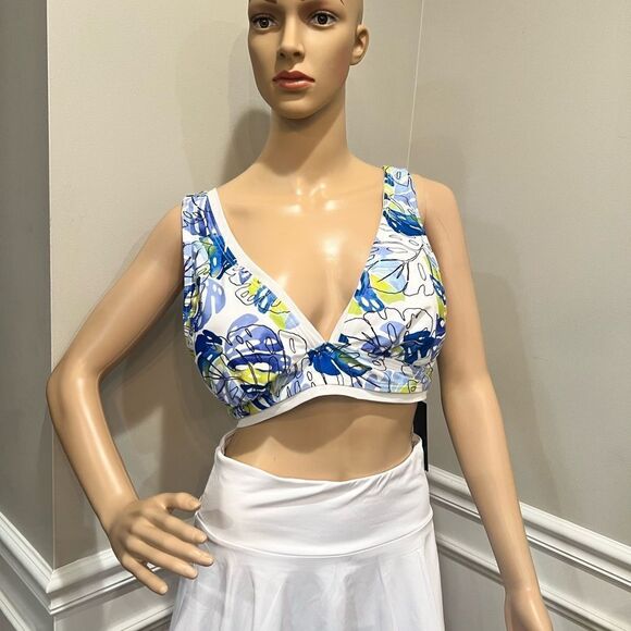 NWT Tommy Hilfiger Women's White Printed Mesh-Trim Bikini Bra Top - Picture 5 of 8
